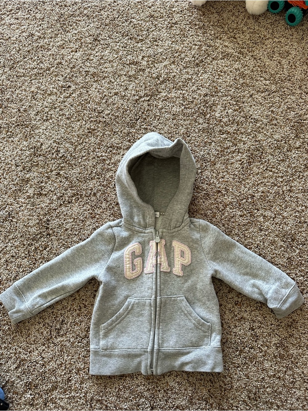 GAP Light Gray Hoodie with Pink Logo